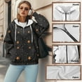 thumbnail image 6 of FOR U DESIGNS Black Galaxy Zipper Hoodies for Women Oversized Hooded Sweatshirt Women with Front Zipper Lightweight Sportswear Size S Women Long Sleeve Activewear, 6 of 7