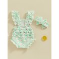 thumbnail image 5 of Yunliwuli Baby Girls Romper Bodysuit and Headband Strawberry/Flower/Cherry Print Fly Sleeve Frills Infant Jumpsuit Summer Clothes, 5 of 10