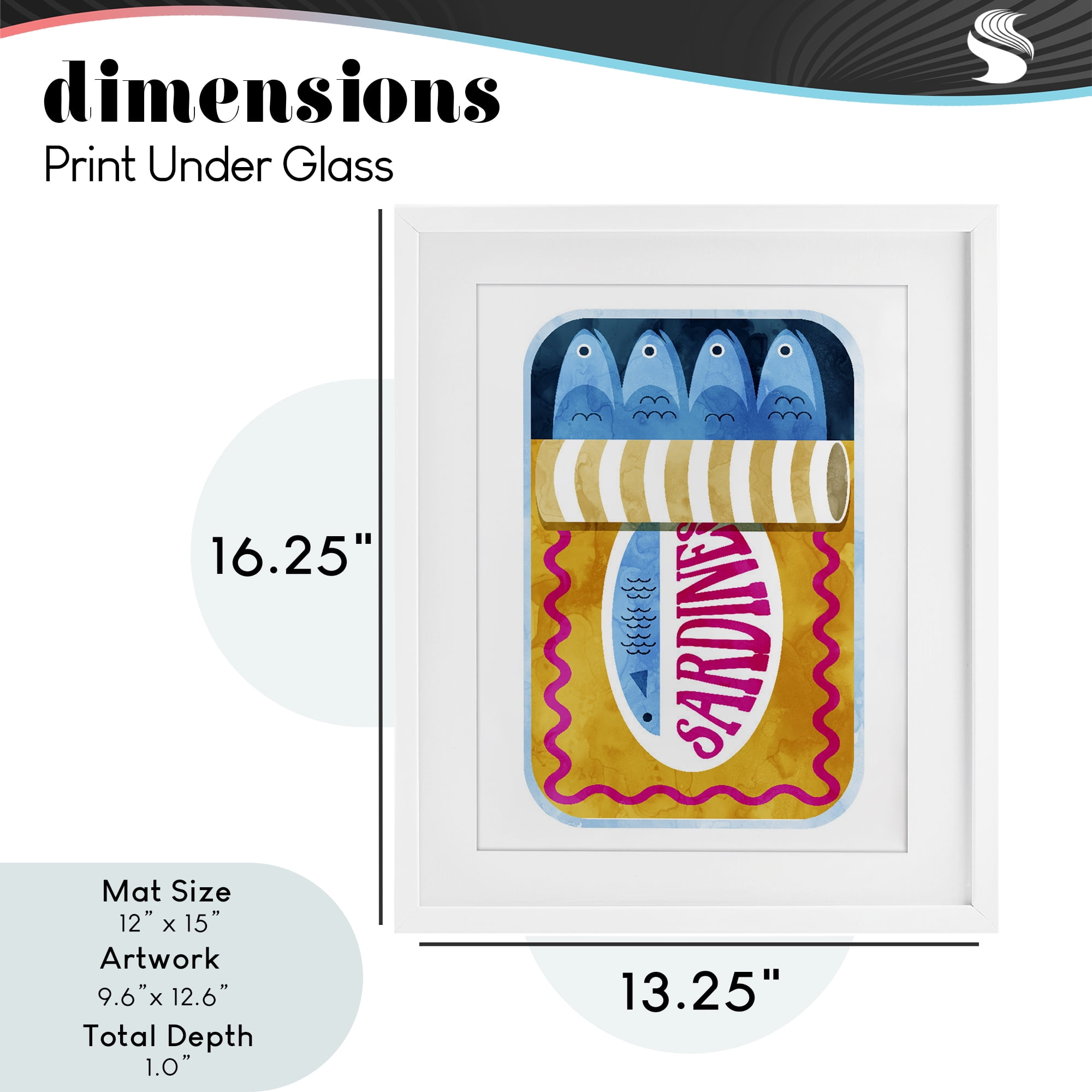 Yellow and Pink Sardine Tin White Framed Print Under Glass, design by Daphne Polselli