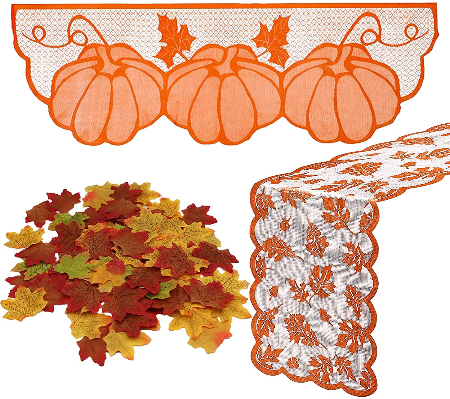 Thanksgiving Decor Fall Table Runner Fireplace Scarf Thanksgiving Decorations Maple Leaves Pumpkin Table Runner Fall Decor for Thanksgiving Door Decorations Autumn Harvest Festive Party Seasonal Decor 