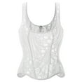 thumbnail image 4 of Ugoldhm Women's Floral Lace Corset - Textured Lace-Up Shapewear Overbust Double Layer Bustier, 4 of 8