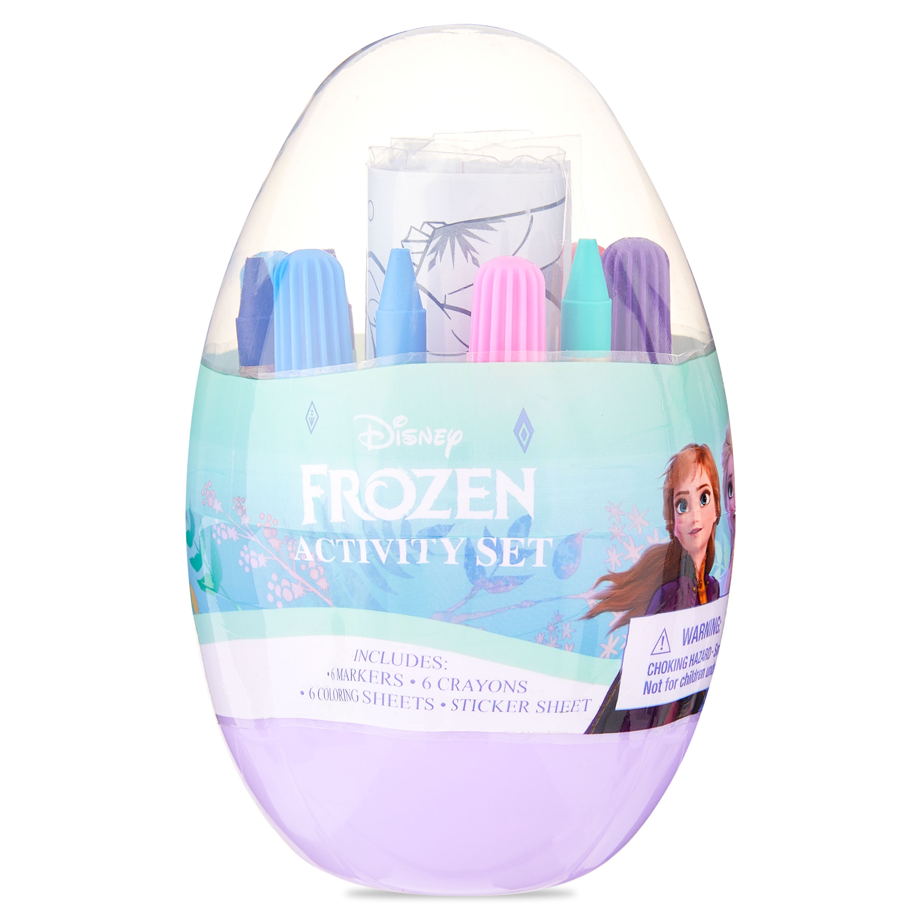 Disney Frozen Plastic Easter Egg Activity Set, Includes Coloring Sheets, Stickers, Markers, Crayons