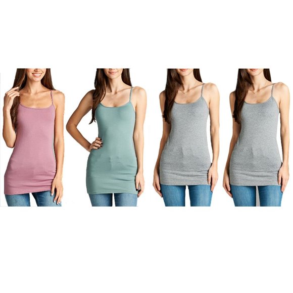 4 Pack Active Basic Women's Basic Tank Tops (3XL, Dusty Pink,Sage,h.Grey,h.Grey)