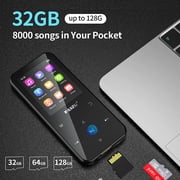 MP3 Player with Bluetooth 5.0, Portable Digital Music Player 32GB with FM Radio, Voice Recorder, E-Book Reader, Video, Pedometer, Alarm Clock, Supports up to 128GB Micro SD Card