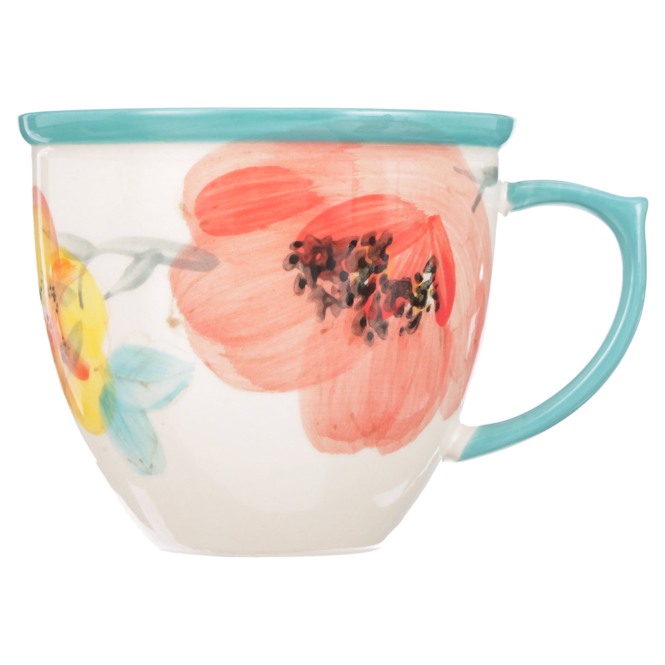 The Pioneer Woman Vintage Bloom Turquoise Cermaic 4-Piece 16-Ounce Coffee Mug Set