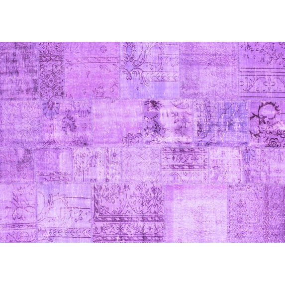Ahgly Company Indoor Rectangle Patchwork Purple Transitional Area Rugs, 7' x 10'