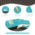 thumbnail image 5 of Gymax 6PCS Rattan Patio Sectional Sofa Conversation Set Outdoor w/ Turquoise Cushions, 5 of 8