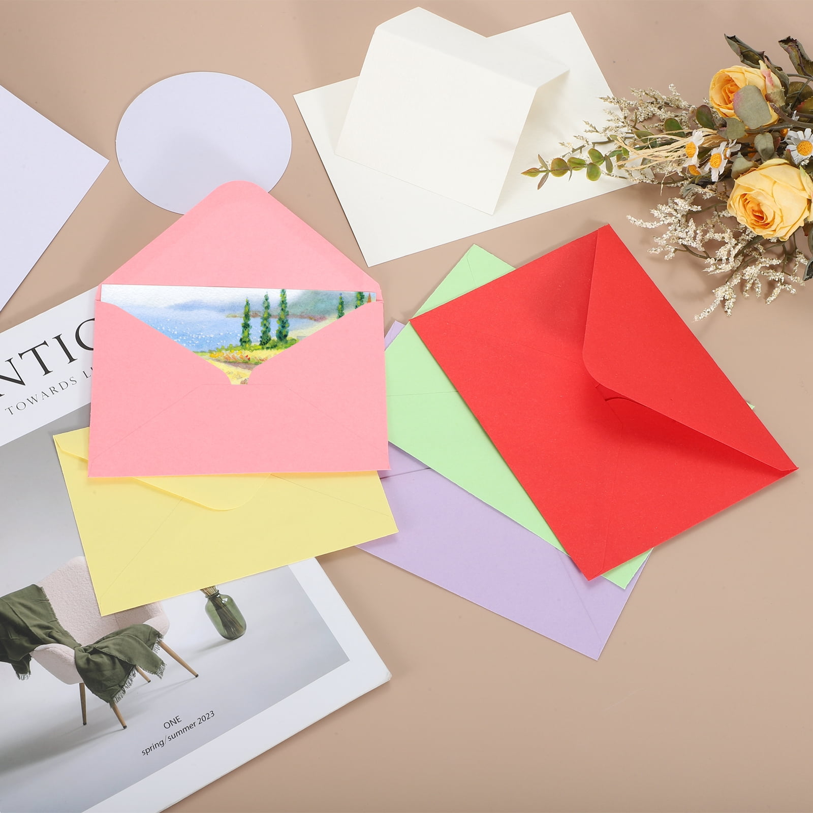 4x6 Inch Pure Cotton Watercolor Cards, 100 Sets Postcards with Envelopes 92lb/250 GSM for Art Painting Creative Thank Notes, Pink