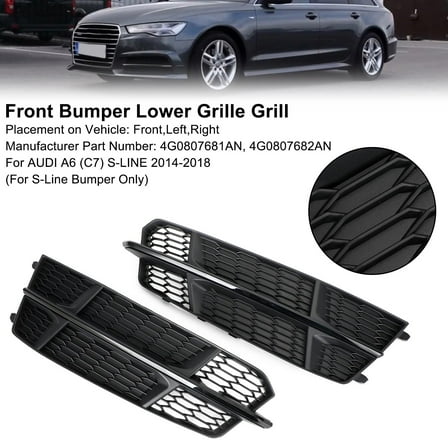 Front Bumper Lower Grille Grill Fit for Audi A6 C7 S-Line 2016-2018 Matt Black