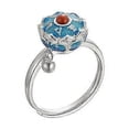thumbnail image 1 of Anillo budista de plata para mujer, rueda de oración tibetana, mantra de los 7 chakras, anillo de buena suerte para mujer., 1 of 4