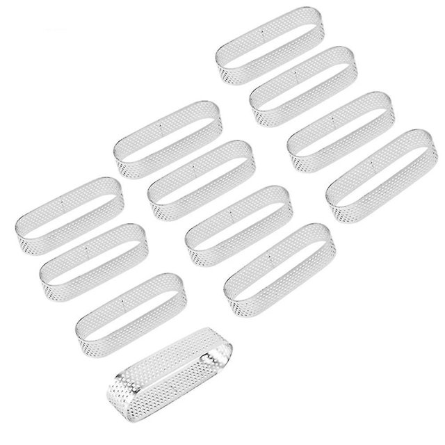 12 Uds. Moldes ovalados para tartaleta, postre francés, Mousse, pastel de frutas, anillo para tarta, molde para pastel Quiche, acero inoxidable
