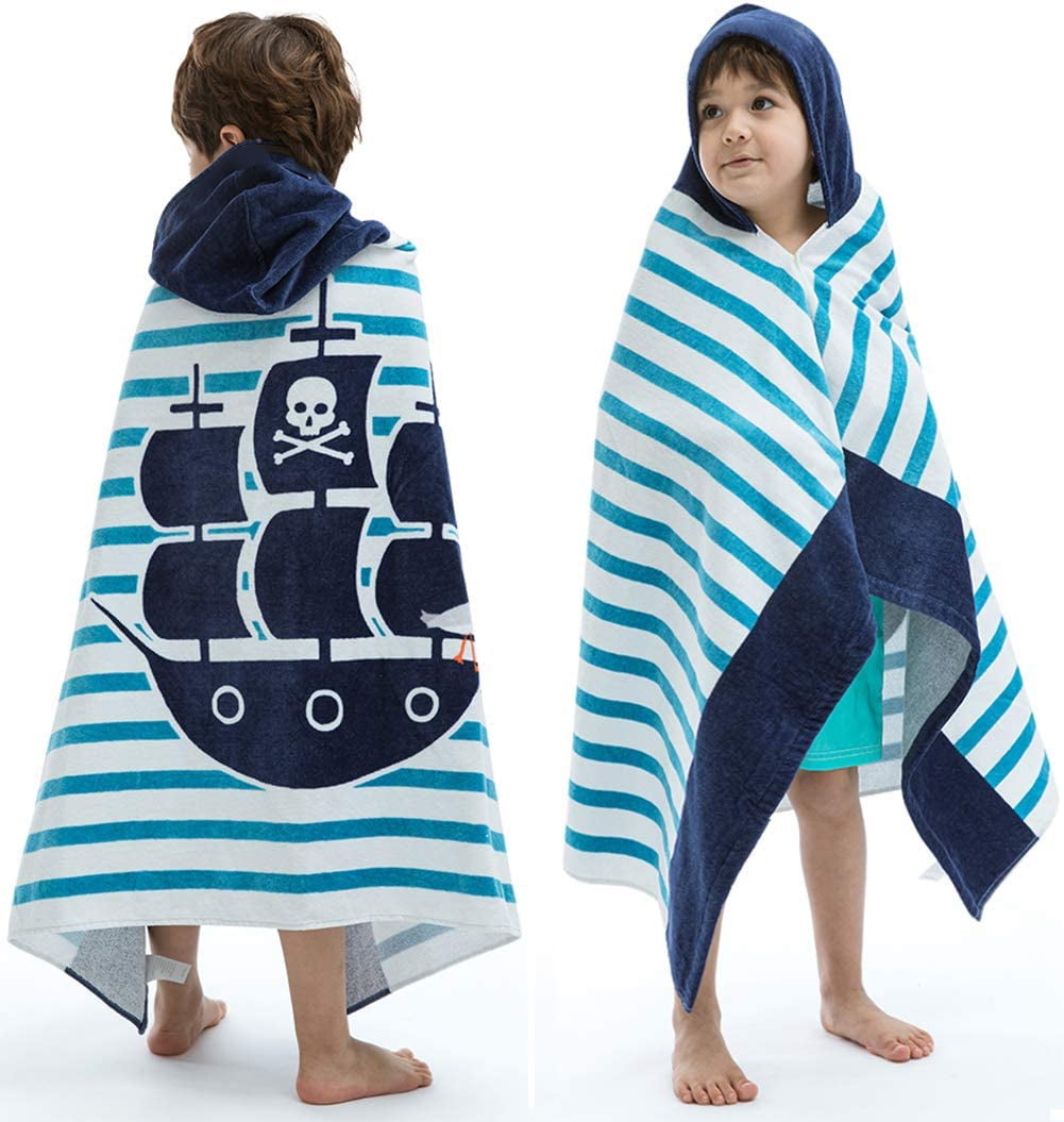 Shark Athaelay Oversized Boys Cotton Hooded Bath Towel Cover-ups for Kids Pool Swim Beach