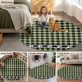 thumbnail image 6 of Sage Green Black Round Rug 3ft Area Rug Washable Soft Non-Slip 3' Circle Low Pile Rugs Farmhouse Vintage Bear Buffalo Plaid Carpet for Bedroom Living Room Entryway Home Office Dining Room, 6 of 9