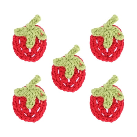 

5Pcs Knitted Strawberry Ornament Hat Bag DIY Material Clothing Accessory Red