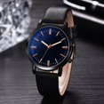 thumbnail image 4 of Reloj para hombre, correa de cuero de PU, esfera redonda grande, reloj de pulsera informal de cuarzo para hombre (azul oscuro), 4 of 5