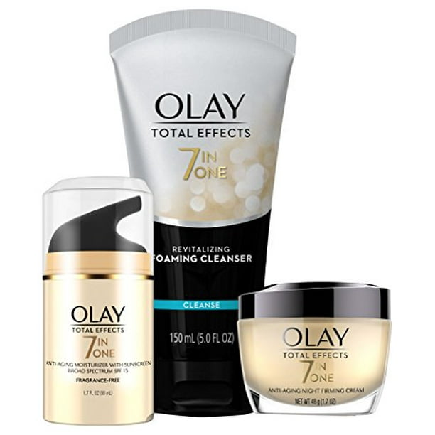 Face Wash By Olay Total Effects Day To Night Anti Aging Skincare Kit With Cleanser Spf Night Cream Walmart Com Walmart Com