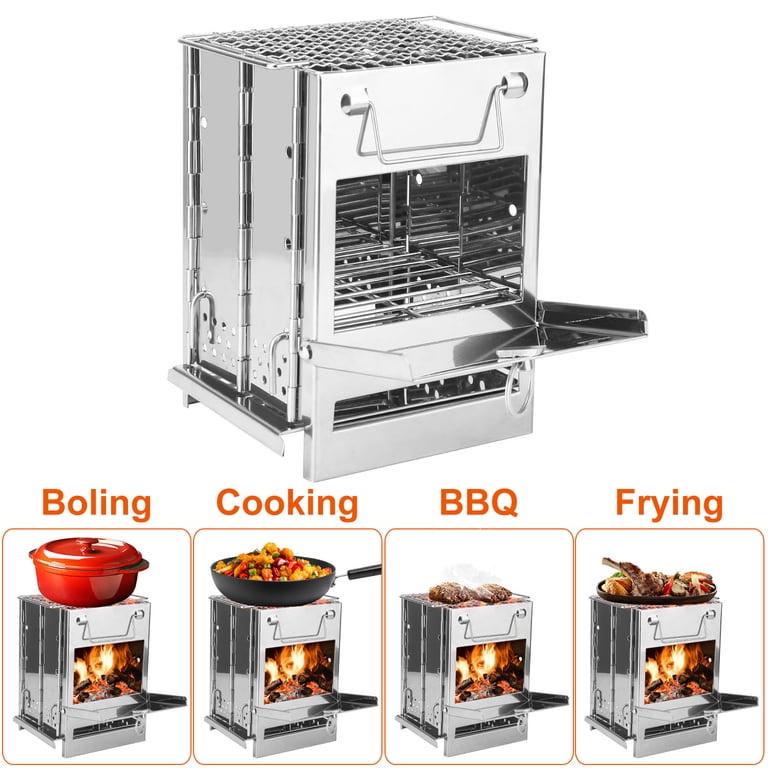 Poêle De Camping Pliante CHIGOODS – Bois – Inox – Petit Format Portable