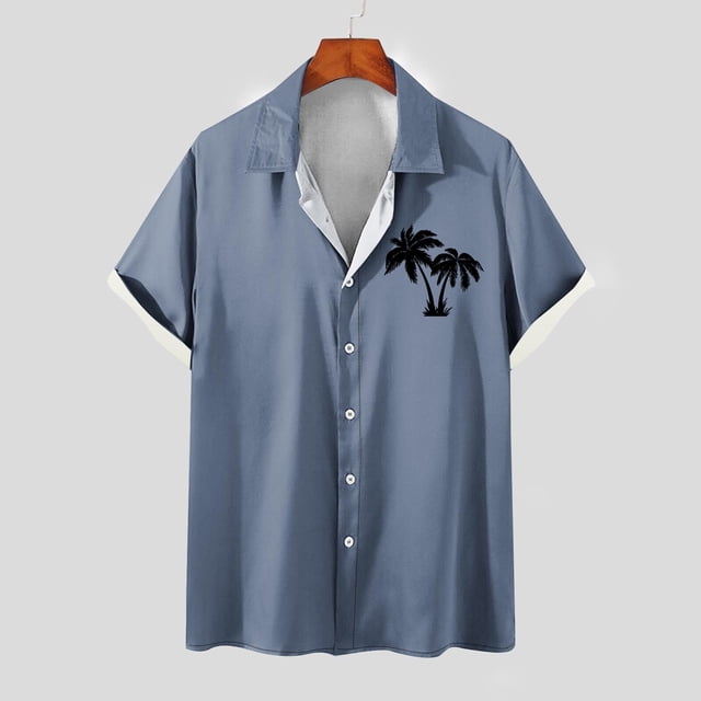 Drppepioner Chemises à Manches Courtes pour Hommes, Mode Confortable, Imprimé, Col Rabattu, Chemise d'Été Extensible, Marine