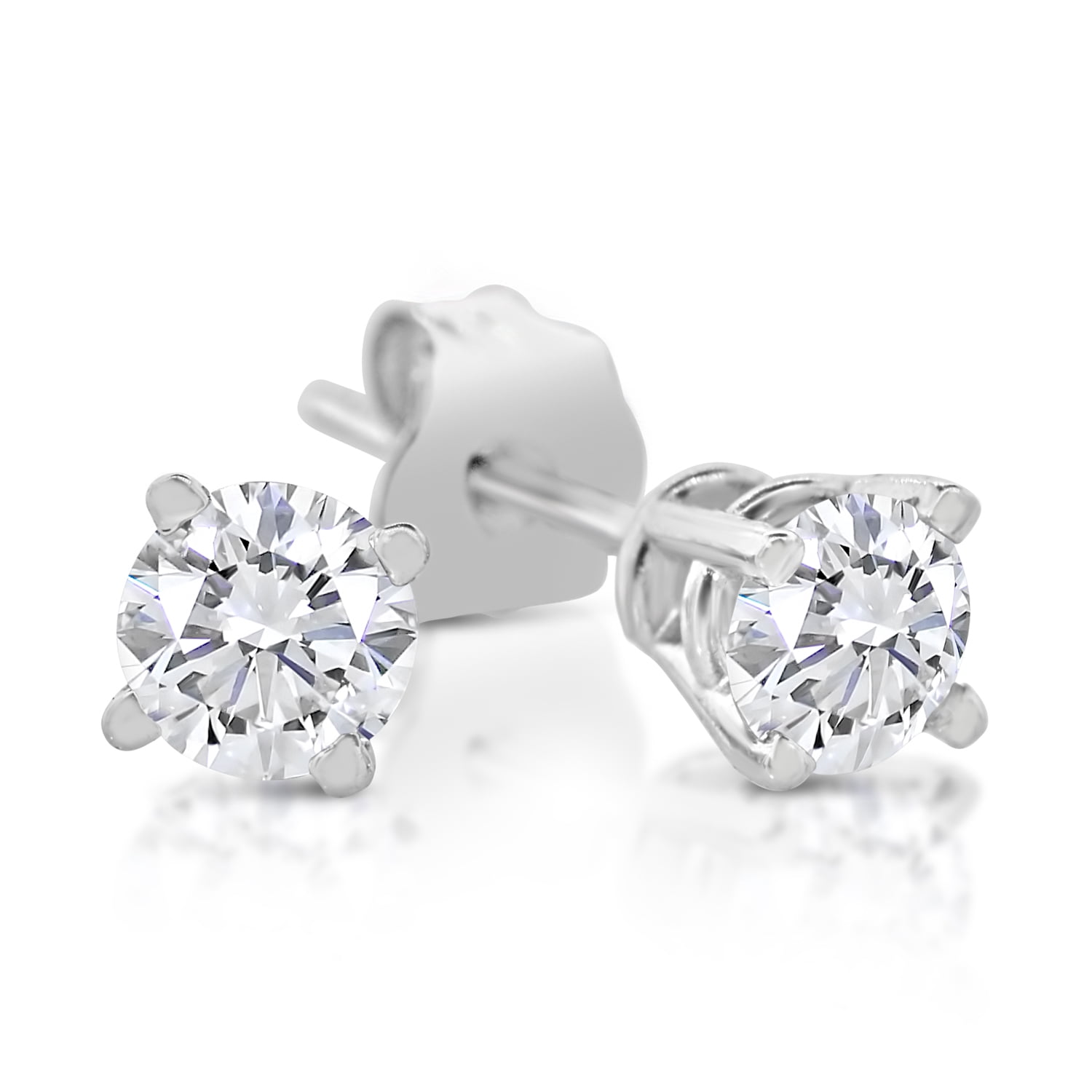 Boucles D'oreilles Pendantes En Argent 925 Avec Cristal Blanc - Longueur 6 Cm, Occasion