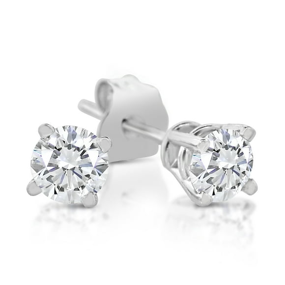 IGI Boucles d'Oreilles Certifiées 1/3 Carat TW Diamant Naturel Or Blanc 14k (g, I2)