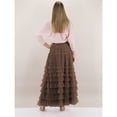 thumbnail image 6 of Womens Multilayer Ruffle Tulle Skirt Sweet Pleated Highs Waist Maxi Skirt Fairys Cake Dress Long Tutus Party Skirt Gifts, 6 of 9