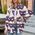 thumbnail image 6 of Sexlip Womens Mardi Gras Mask Print Blouse Button Front Design Soft Fabric Relaxed Silhouette for Holiday Gatherings White XXXL, 6 of 9