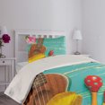 thumbnail image 4 of Ambesonne Music Quilted Coverlet 2 Pcs, Hawaiian Summer Ukulele, Twin Size, Yellow Brown Aqua, 4 of 5