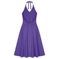 thumbnail image 4 of Gamivast Dresses for Women Linen Halter V-Neck Sleeveless Maxi Dress with Pockets Casual Loose Fit Button Front Summer Beach Vacation Dress Purple S, 4 of 7