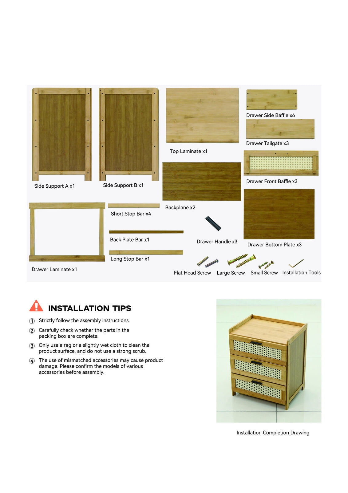 Miumaeov Wooden Bedroom Bedside Cabinet Furniture Storage Nightstand Side Table+3 Drawers