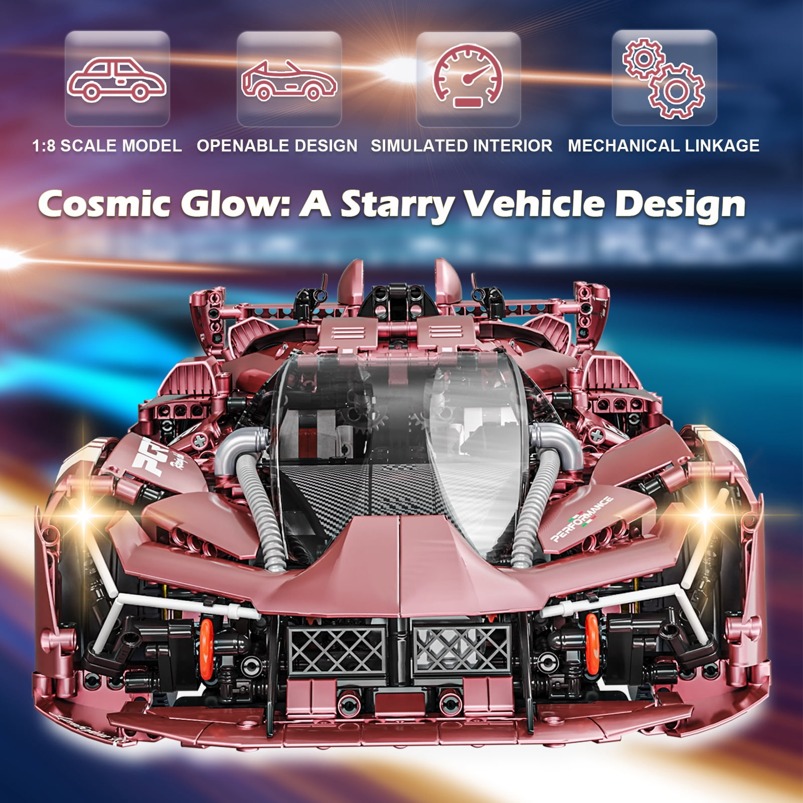 Q0Q Supercar Building Set - STEM Toy with Mechanical Structure, 2WD/4WD, Static Version no Power, 1:8 Scale，Gift for 8+ Car Enthusiasts(3466Pcs)