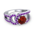 thumbnail image 3 of 2.50 T.C.W Round Shape Garnet & Amethyst Gemstone Wonderful Wedding Ring for her Solid 14K White Gold Size 5.5 by Diamond-Capitals, 3 of 8