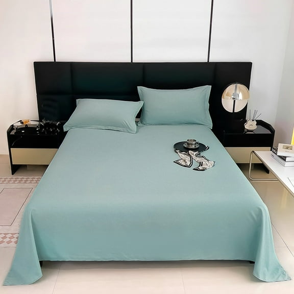 Tarmeek King Size Flat Sheet 220x230cm - Washed Cotton Solid Color Bed Sheet for Single Bed - Soft & Breathable Bedding Sheet for Women Men - 86.6x90.6 Inches Wrinkle Free Sheet