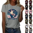 thumbnail image 6 of Women's Patriotic Rooster Graphic T-Shirt American Flag Print Tee Tops Independence Day Retro Americana Shirts, 6 of 6