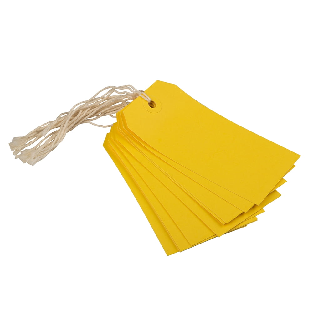 JAM Paper & Envelope Medium Yellow Paper Gift Tags, with String 4.75" x 2.37" x 2" (10 Count)