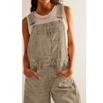 thumbnail image 5 of sicmoss Women's Brown Y2K Baggy Wide Leg Bib Overalls Adjustable Strap with Pockets, 5 of 6