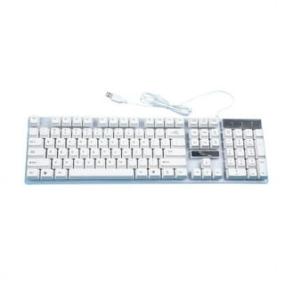 RNAB074W1QSV2 rottay rainbow backlit mechanical keyboard, white gaming  keyboard, wired computer keyboard with brown switch and aluminum pan
