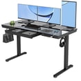 thumbnail image 3 of INNOVAR Glass Standing Desk with 1 Drawer, 55×24 inch Adjustable Sit to Stand up Tempered Glass Top Desk, Office Work Electric Computer Standing Desk W/ USB Ports and Hooks,Quick Assembly,Black, 3 of 12