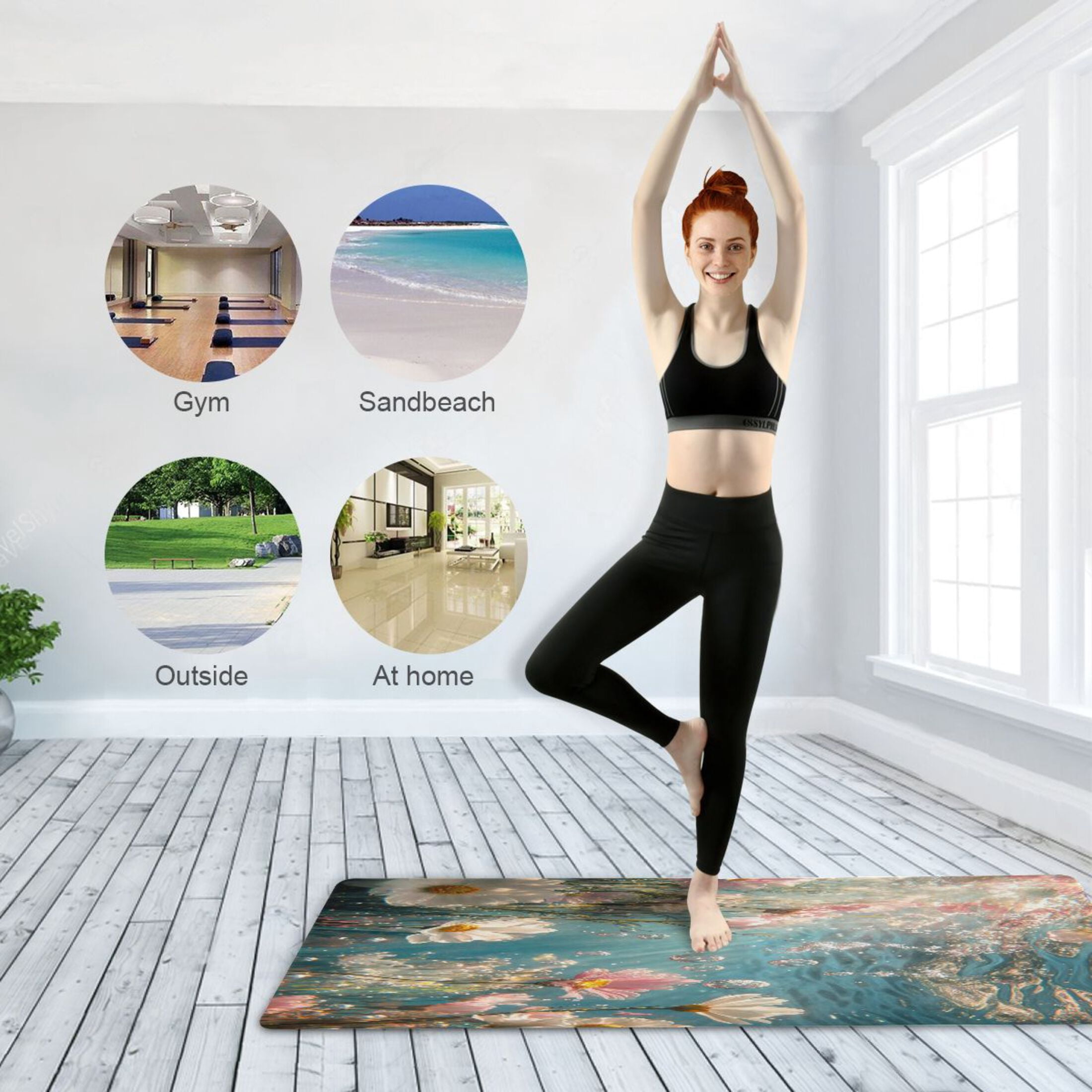 BZSMCE Yoga Mat Women Pink Flowers and Daisies Fitness Mat