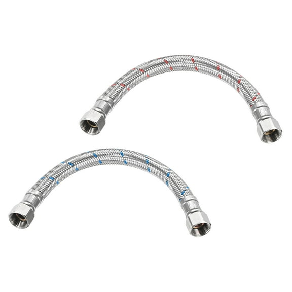 Uxcell 2-Pack 9 Inch Faucet Hose Connector, 9/16" x 9/16" Female Thread Connector for Bathroom