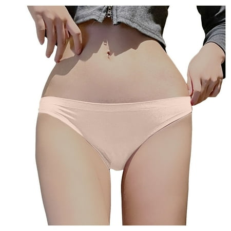 BYHONG Women s Thong Silk Seamless Low Rise Underwear Gym T Pants Panties for Women Beige XL