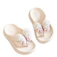 thumbnail image 2 of Rhuody Teen slipper For Girls Summer Sparkly Bow Slides Soft Sole Non slip Open Toe Outdoor Flip Flop Sandals Basic Shoes White 10-10.5 Years, 2 of 7