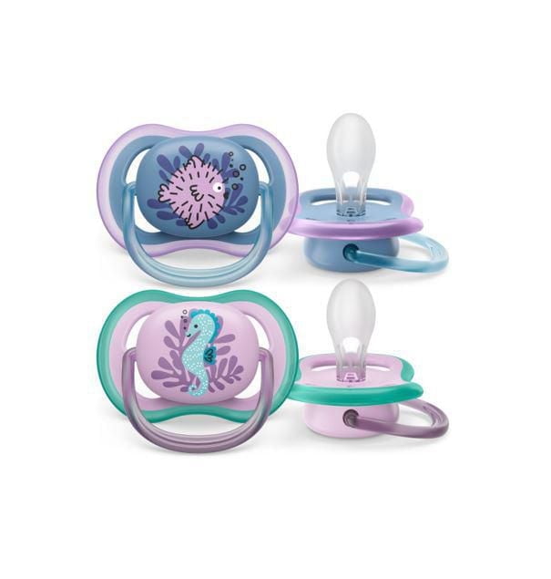 Philips Avent Ultra Air Pacifier 6-18m, puffer fish / sea horse, 2 pack, SCF085/61, Avent Ultra Air Pacifier 6-18m pufferfish 2pk