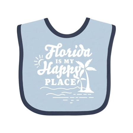 

Inktastic Florida is My Happy Place with Palm Trees Gift Baby Boy or Baby Girl Bib