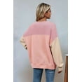 thumbnail image 3 of Womens Color Block Long Sleeve Crewneck Knitted Casual Loose Pullover Shirts Tops Light Pink M, 3 of 4