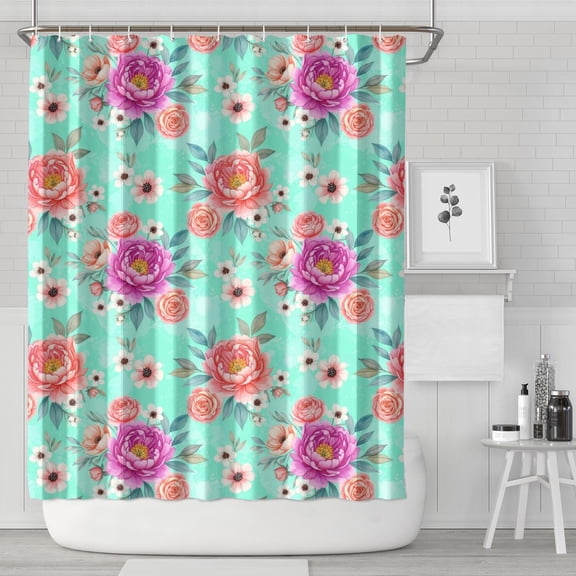 Pioneer Flower Floral Print Pattern Shower Curtain 84"x72", Bathroom Decorative Shower Curtain Set with 12 Hooks, Waterproof Washable