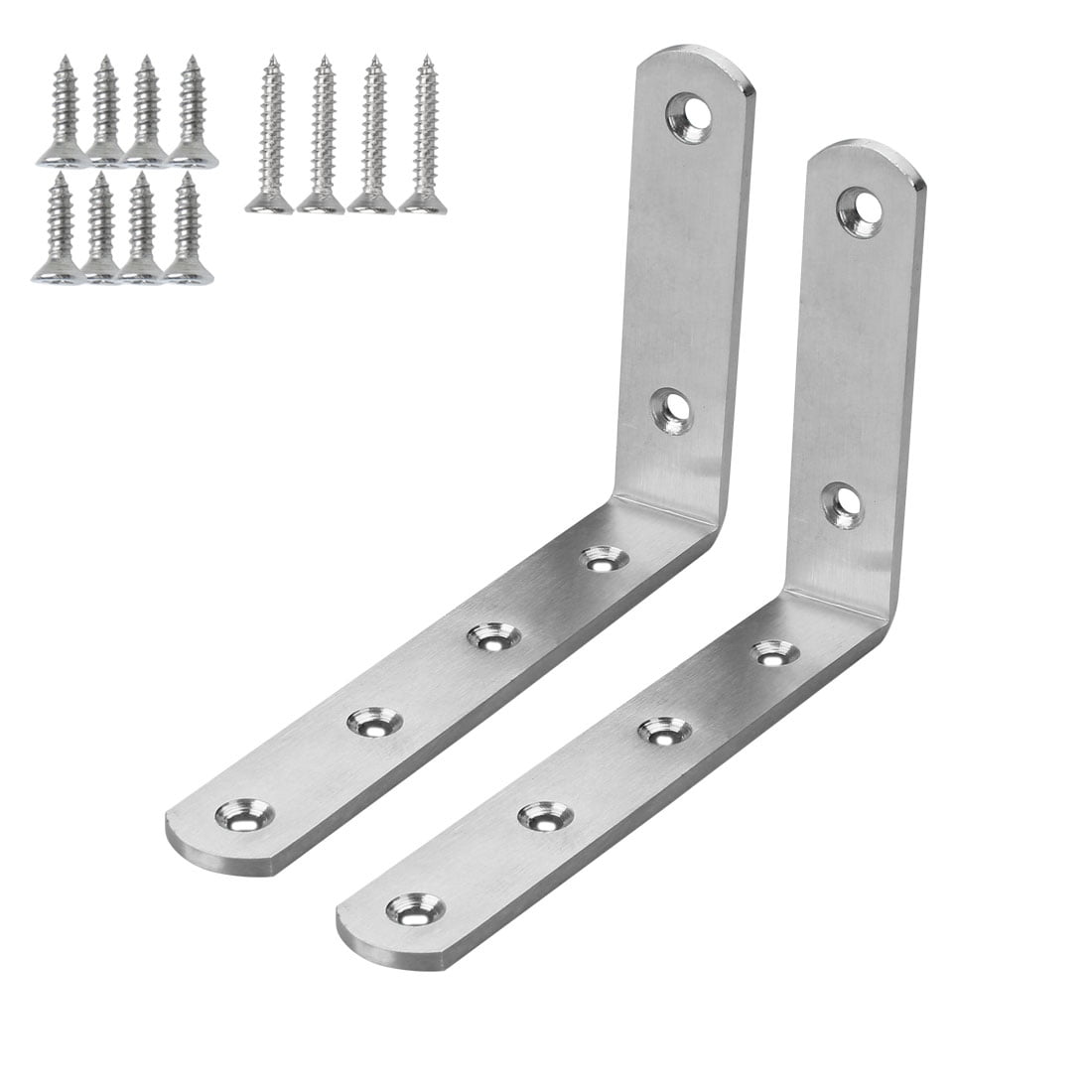 Uxcell 2 Piece 150 x 100mm Stainless Steel L Shaped Angle Brackets with ...