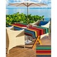 thumbnail image 5 of nqOlkjepod Boho Colored Stripes Outdoor Tablecloth with Umbrella Hole & Zipper, Vintage Green Red Blue Tribal Rectangle Table Cover 52x70 Inch, Dining Waterproof Table Cloth Protector for Patio, 5 of 7