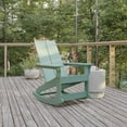 thumbnail image 2 of Flash Furniture Finn Modern Commercial Grade Poly Resin Wood Adirondack Rocking Chair - All Weather Sea Foam Polystyrene - Dual Slat Back - Stainless Steel Hardware, 2 of 12