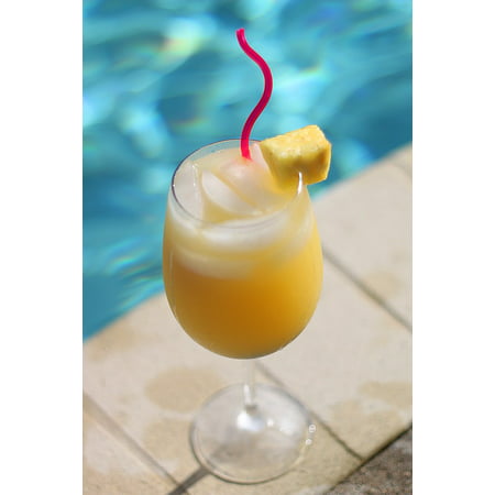 Canvas Print Party Summer Tropical Drink Mimosa Glass Cocktail Stretched Canvas 32 x