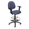 thumbnail image 1 of Boss Office Tabouret de Dessin à Roulettes en Tissu à Confort Profilé avec Accoudoirs, Bleu, 1 of 7